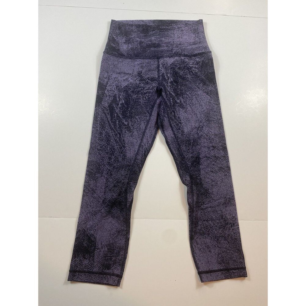 Lululemon Align Crop *21" Size 4 Pixel Print Purple Quartz Black W6AO0S Yoga Gym